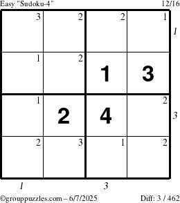 The grouppuzzles.com Easy Sudoku-4 puzzle for Saturday June 7, 2025 with all 3 steps marked