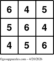 The grouppuzzles.com Answer grid for the TicTac-456 puzzle for Monday April 20, 2026