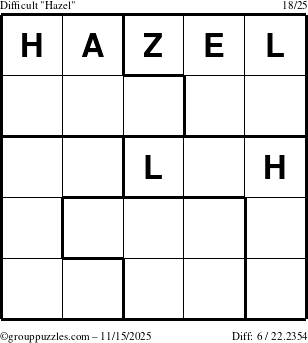 The grouppuzzles.com Difficult Hazel puzzle for Saturday November 15, 2025