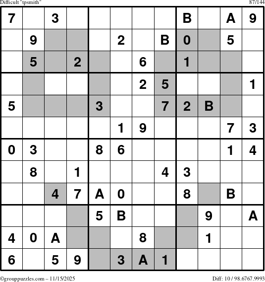 The grouppuzzles.com Difficult tpsmith puzzle for Saturday November 15, 2025