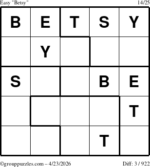 The grouppuzzles.com Easy Betsy puzzle for Thursday April 23, 2026