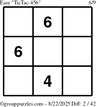 The grouppuzzles.com Easy TicTac-456 puzzle for Friday August 22, 2025