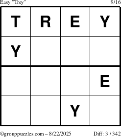 The grouppuzzles.com Easy Trey puzzle for Friday August 22, 2025