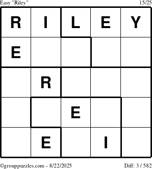 The grouppuzzles.com Easy Riley puzzle for Friday August 22, 2025