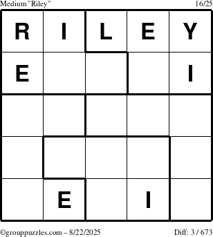 The grouppuzzles.com Medium Riley puzzle for Friday August 22, 2025