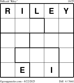 The grouppuzzles.com Difficult Riley puzzle for Friday August 22, 2025