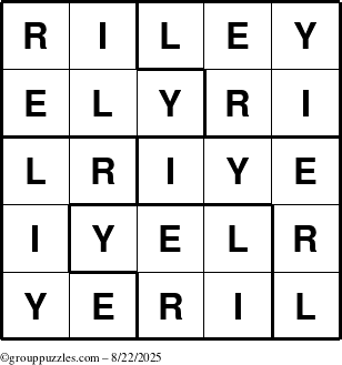 The grouppuzzles.com Answer grid for the Riley puzzle for Friday August 22, 2025