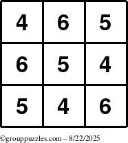 The grouppuzzles.com Answer grid for the TicTac-456 puzzle for Friday August 22, 2025
