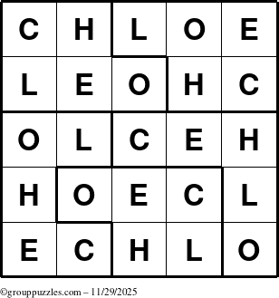 The grouppuzzles.com Answer grid for the Chloe puzzle for Saturday November 29, 2025