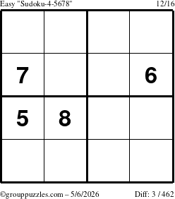 The grouppuzzles.com Easy Sudoku-4-5678 puzzle for Wednesday May 6, 2026