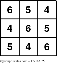 The grouppuzzles.com Answer grid for the TicTac-456 puzzle for Monday December 1, 2025