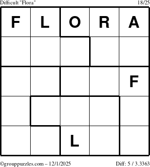 The grouppuzzles.com Difficult Flora puzzle for Monday December 1, 2025