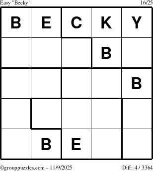 The grouppuzzles.com Easy Becky puzzle for Sunday November 9, 2025