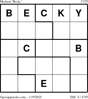 The grouppuzzles.com Medium Becky puzzle for Sunday November 9, 2025