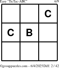 The grouppuzzles.com Easy TicTac-ABC puzzle for Wednesday June 4, 2025