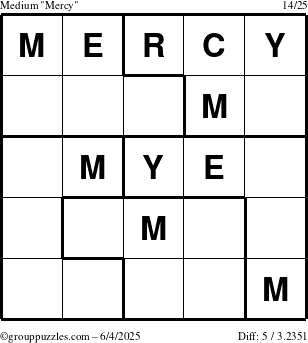 The grouppuzzles.com Medium Mercy puzzle for Wednesday June 4, 2025