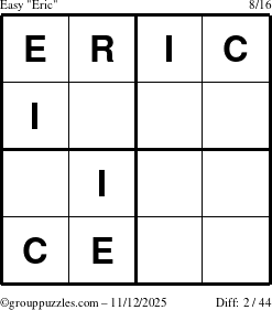 The grouppuzzles.com Easy Eric puzzle for Wednesday November 12, 2025