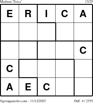The grouppuzzles.com Medium Erica puzzle for Wednesday November 12, 2025