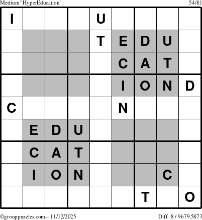 The grouppuzzles.com Medium HyperEducation-i23 puzzle for Wednesday November 12, 2025