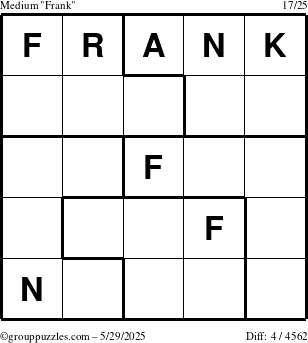 The grouppuzzles.com Medium Frank puzzle for Thursday May 29, 2025