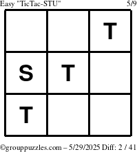 The grouppuzzles.com Easy TicTac-STU puzzle for Thursday May 29, 2025