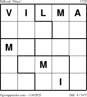 The grouppuzzles.com Difficult Vilma puzzle for Thursday November 6, 2025