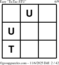 The grouppuzzles.com Easy TicTac-STU puzzle for Thursday November 6, 2025