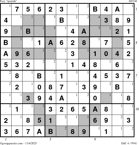 The grouppuzzles.com Easy tpsmith puzzle for Thursday November 6, 2025 with all 4 steps marked