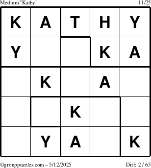 The grouppuzzles.com Medium Kathy puzzle for Monday May 12, 2025