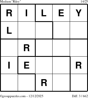 The grouppuzzles.com Medium Riley puzzle for Friday December 12, 2025