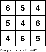 The grouppuzzles.com Answer grid for the TicTac-456 puzzle for Friday December 12, 2025