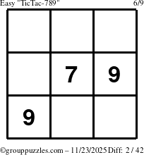 The grouppuzzles.com Easy TicTac-789 puzzle for Sunday November 23, 2025