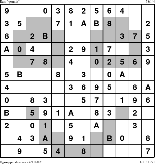The grouppuzzles.com Easy tpsmith puzzle for Saturday April 11, 2026