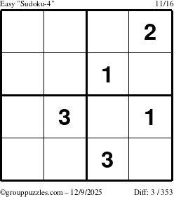The grouppuzzles.com Easy Sudoku-4 puzzle for Tuesday December 9, 2025