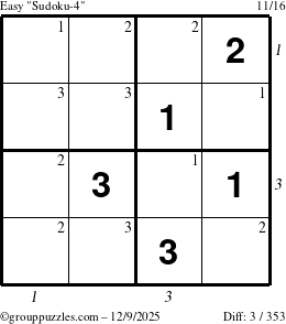 The grouppuzzles.com Easy Sudoku-4 puzzle for Tuesday December 9, 2025 with all 3 steps marked
