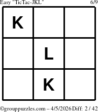 The grouppuzzles.com Easy TicTac-JKL puzzle for Sunday April 5, 2026