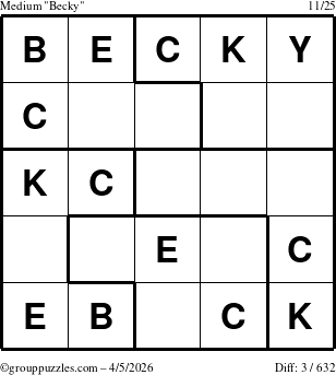 The grouppuzzles.com Medium Becky puzzle for Sunday April 5, 2026