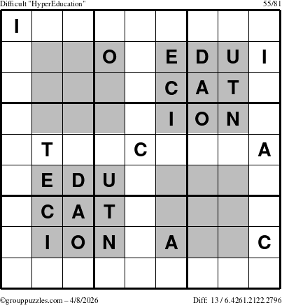 The grouppuzzles.com Difficult HyperEducation-i23 puzzle for Wednesday April 8, 2026
