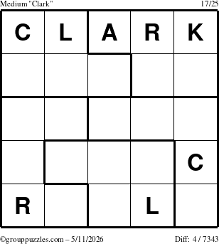 The grouppuzzles.com Medium Clark puzzle for Monday May 11, 2026