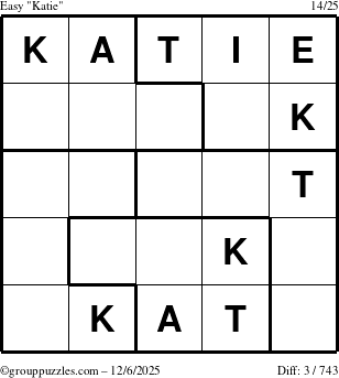 The grouppuzzles.com Easy Katie puzzle for Saturday December 6, 2025