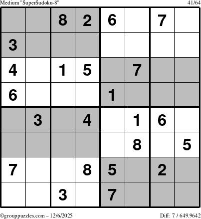 The grouppuzzles.com Medium SuperSudoku-8 puzzle for Saturday December 6, 2025