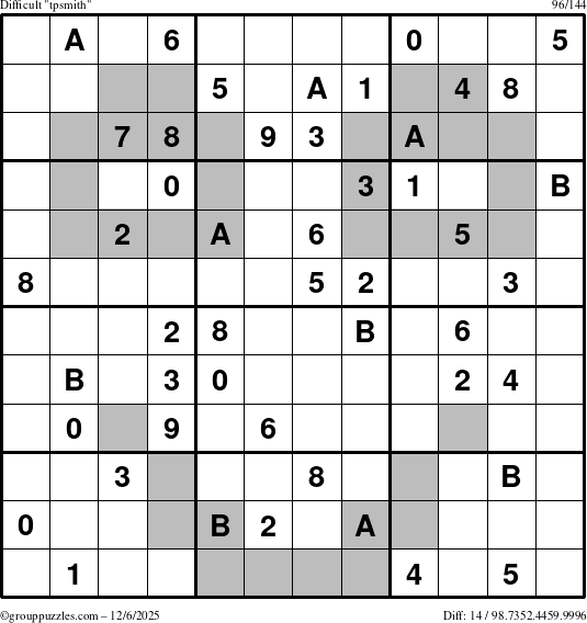 The grouppuzzles.com Difficult tpsmith puzzle for Saturday December 6, 2025