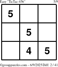 The grouppuzzles.com Easy TicTac-456 puzzle for Monday June 9, 2025