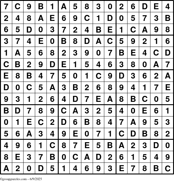 The grouppuzzles.com Answer grid for the Sudoku-15 puzzle for Monday June 9, 2025