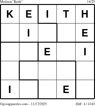 The grouppuzzles.com Medium Keith puzzle for Monday November 17, 2025