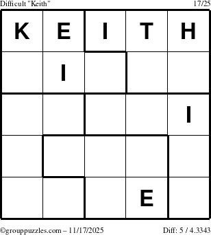 The grouppuzzles.com Difficult Keith puzzle for Monday November 17, 2025
