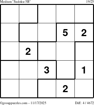 The grouppuzzles.com Medium Sudoku-5B puzzle for Monday November 17, 2025