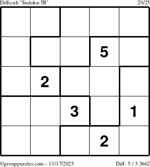 The grouppuzzles.com Difficult Sudoku-5B puzzle for Monday November 17, 2025