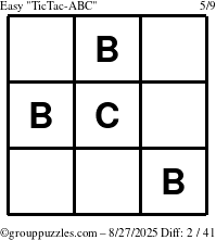 The grouppuzzles.com Easy TicTac-ABC puzzle for Wednesday August 27, 2025