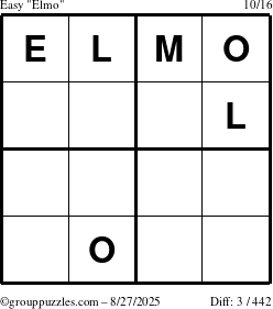 The grouppuzzles.com Easy Elmo puzzle for Wednesday August 27, 2025